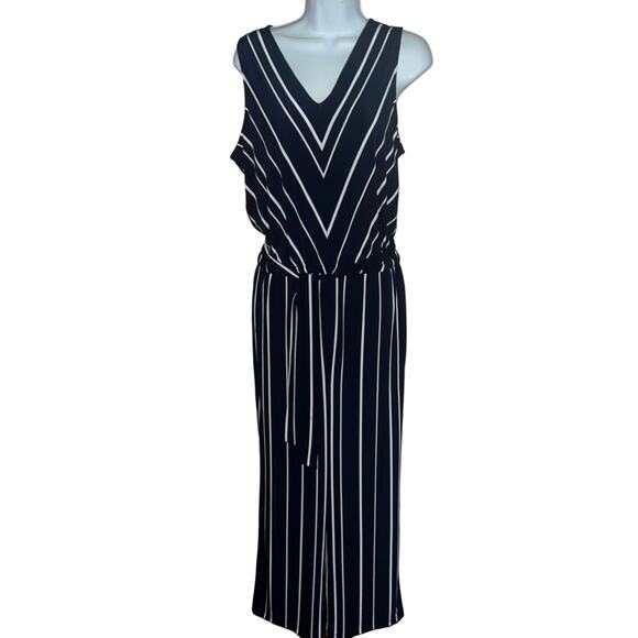Chico’s Knit Kit Vertical Stripe Pants Jumpsuit NEW Women’s 8 - Picture 1 of 11